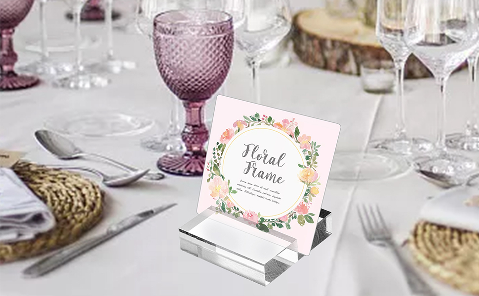 Hacaroa 20 Pack 2" Acrylic Place Card Holders with Card Slot, Clear