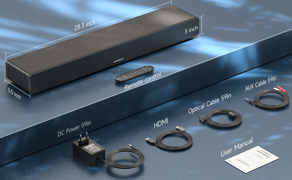 Sound Bar Wooden MEREDO Soundbar for TV with Builtin Subwoofer 150W 2