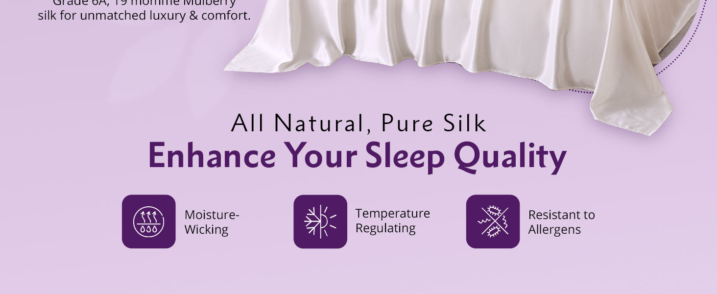 mulberry park silk bed sheets 100% pure sheet set moisture wicking temperature allergens resistant