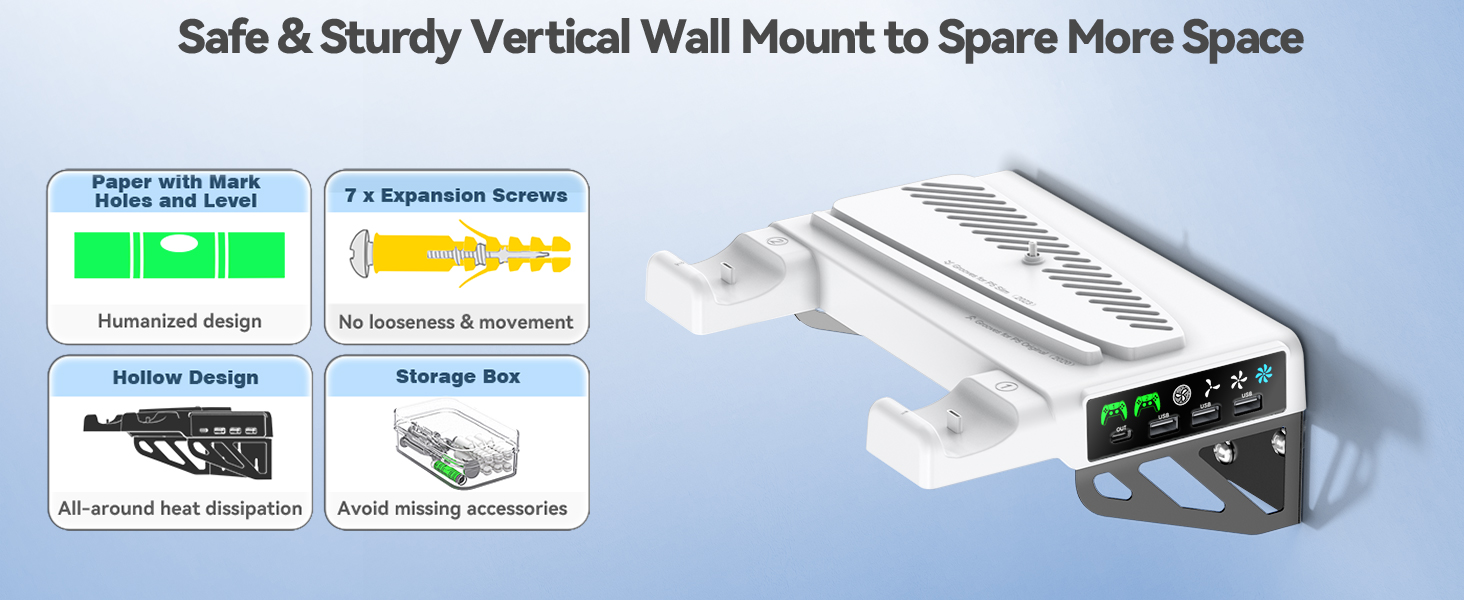 ps5 slim wall stand with cooling fan