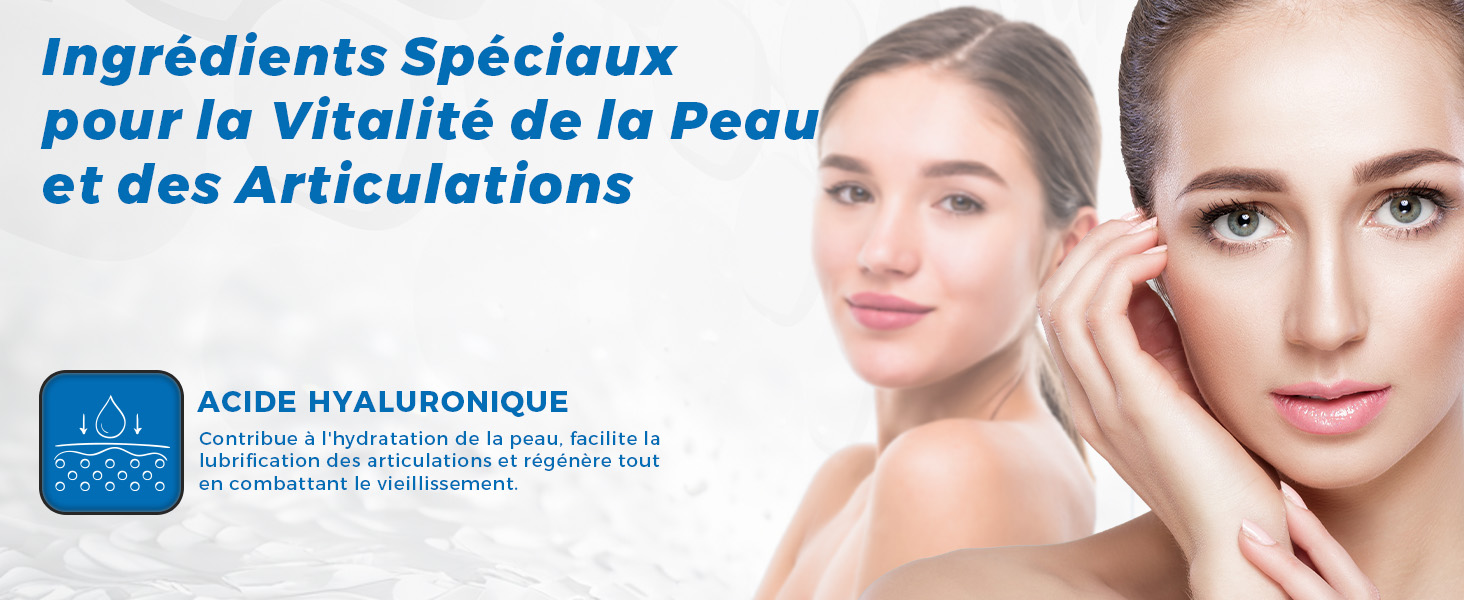 Complément de collagène Vitastrong 200 mg d'acide hyaluronique pour la peau et les articulations