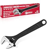 8-Inch Adjustable Wrench, Black Oxide Finish Wide Jaw Spanner with Inch/Metric Scale, Premium Dro...