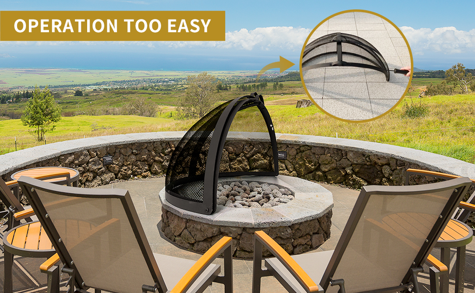 WeCooper 32In Round Fire Pit Spark Screen Cover, Outdoor