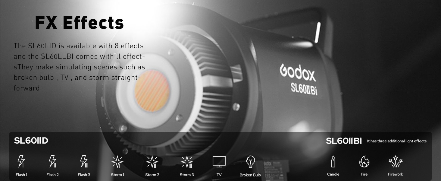 GODOX SL60IID 70W LED Video Light SL60W Upgraded Version,8 FX Effects,App Control,Bowens Mount