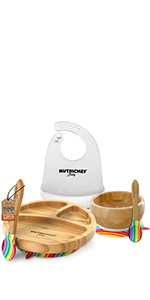 Round Bamboo Baby Plate;Wooden Toddler Plate;Stay Put Feeding;BPA-Free