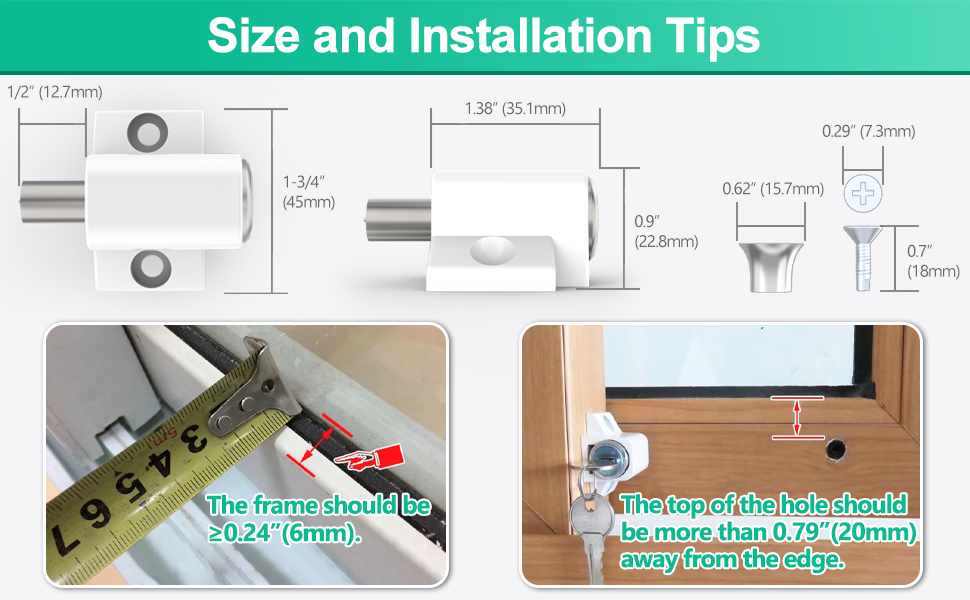 The sliding patio locks are made of high quality zinc alloy, iron, copper.