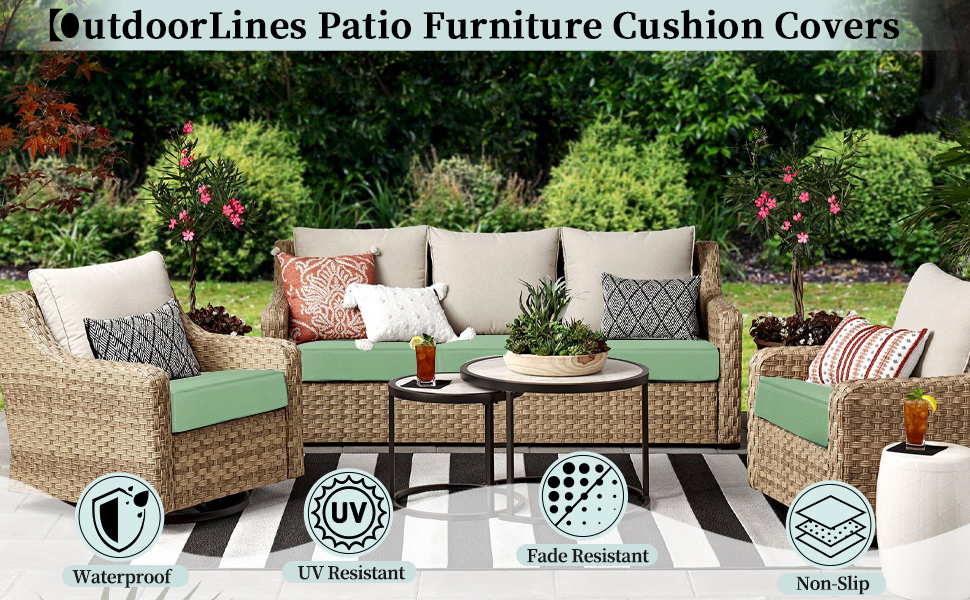 OutdoorLines Patio Seat Cushion Covers Replacement