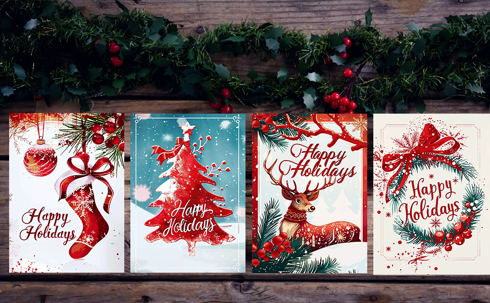 24Pack Christmas Greeting Cards with Envelopes & Stickers