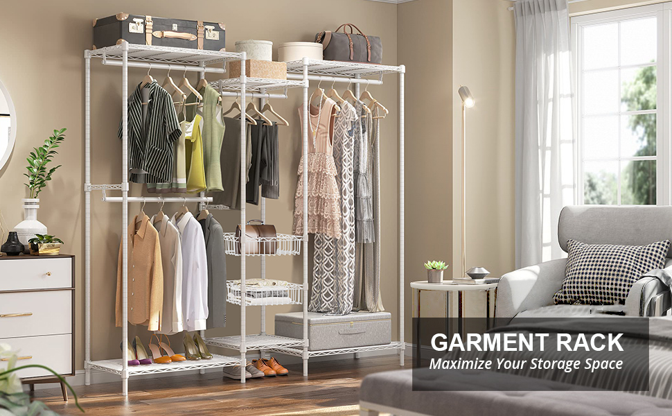 FTEYUET Clothes Rails, Heavy Duty Clothing Rail Clothing Garment Rack Coat Rails Coat Racks