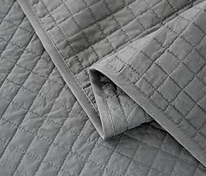 WOLTU Trapuntino Matrimoniale In Tinta Unita Double Face. Copriletto In Microfibra Di Poliestere. Trapunta Estiva Primaverile Grigio. 240x260 Cm 16