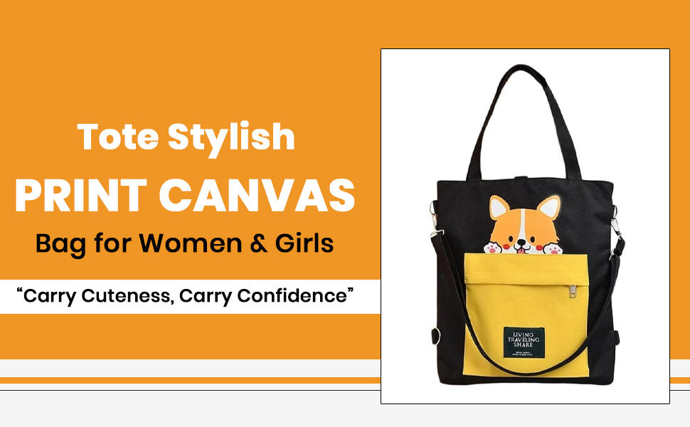 SPN-JGSP Tote Bags, Shoulder Bag and Cute Dog Canvas Backpack for Womens & Girls