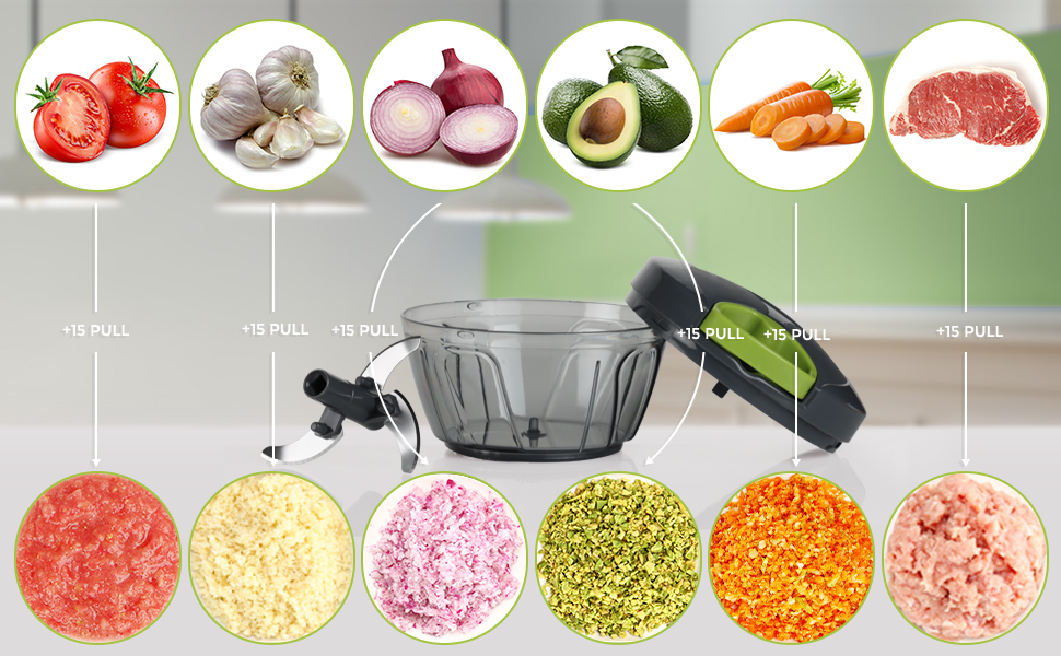Manual Food Chopper Vegetable Cutter, Chopper Hand String