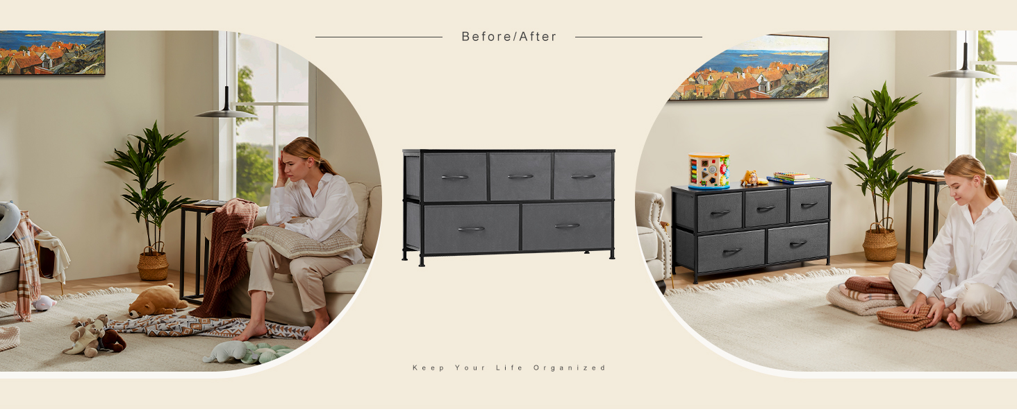 DUMOS Dresser for Bedroom, 5 Storage Drawers