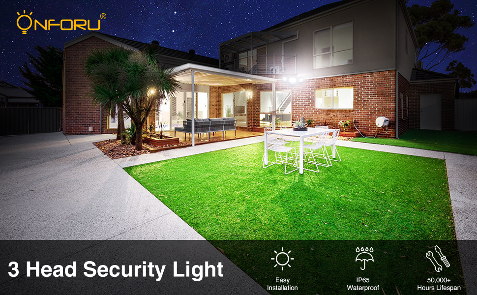 Onforu 55W LED Security Light, 5500LM Super Bright Outdoor Flood Light