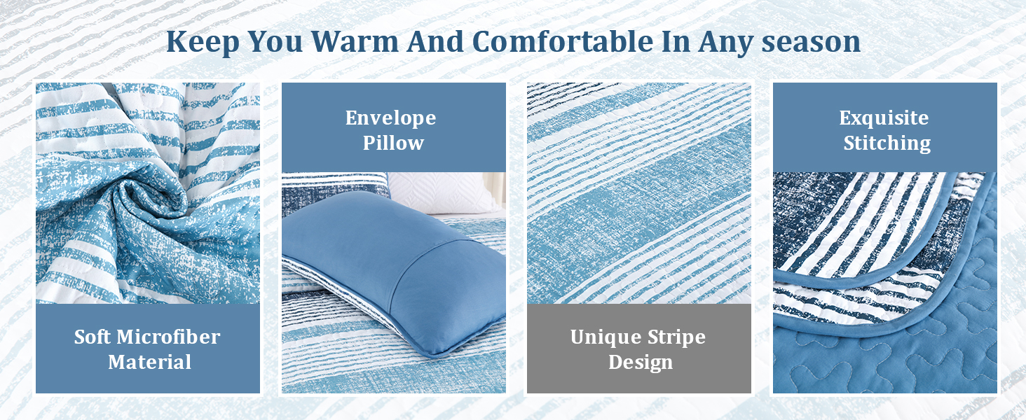 Xruibed King Quilt Bedding Set Navy Blue 3 Pieces Patchwork