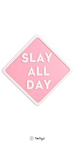 TwoDays Preppy Room Decor Aesthetic. 12&#34;x12&#34; Pink Slay All Day Acrylic Signs. Cute Things for Tee...