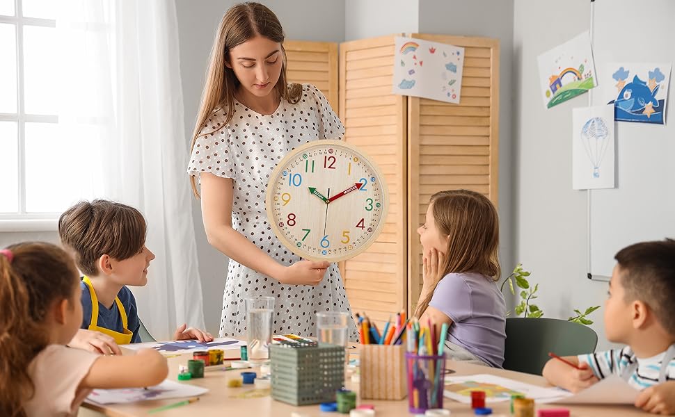 telling time wall clock for teachers kids boys girls