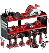 Spampur Power Tool Organizer with Charging Station, 6 Drill Holders Wall Mount, Heavy Duty Metal ...