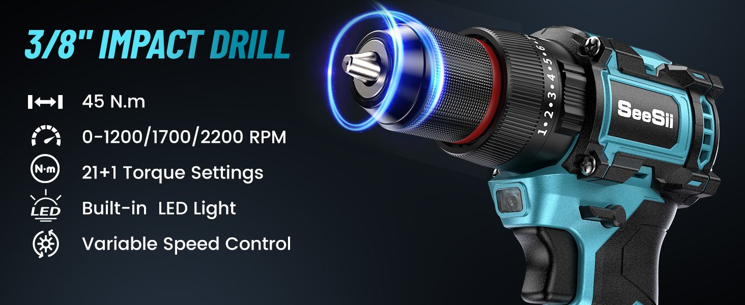 Seesii 21V Max Cordless Drill and Impact Driver, Power Tool Combo Kit