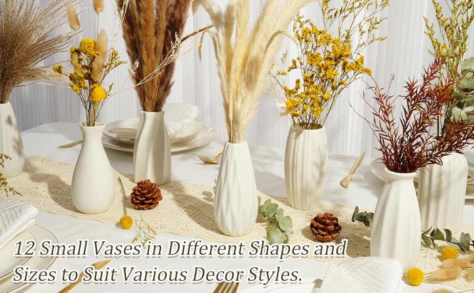 Ceramic Bud Vases Set of 12 White Vases for Centerpiece Small Vase for Flower Mini Ceramic Vase Bulk