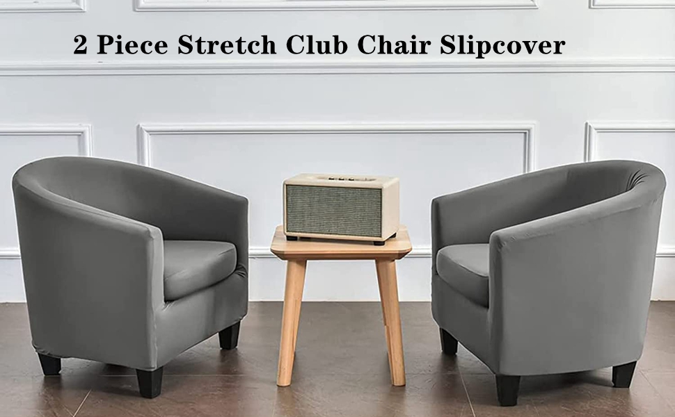 Club Chair Slipcover 2 Piece Elastic Printed Tub Chair Covers for