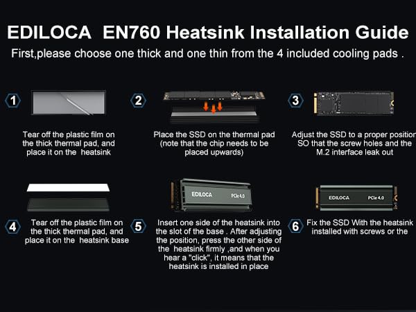 内蔵型SSD EDILOCA EN760 2TB SSD PCIe 4.0 NVMe M.2 Amazon | Ediloca EN760 SSD ヒートシンク付き 2TB PCIe Gen4x4
