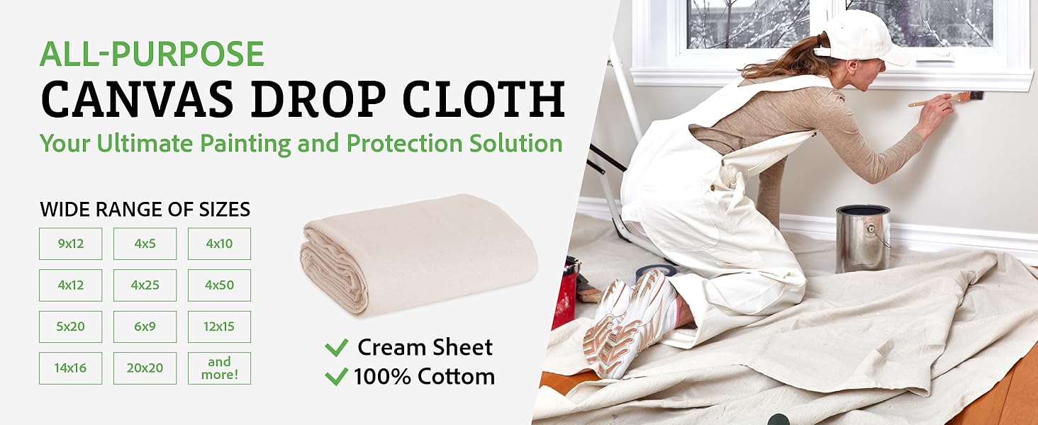 All Purpose Canvas Drop Cloth Canvas Tarp, Canvas Fabric Drop Cloth