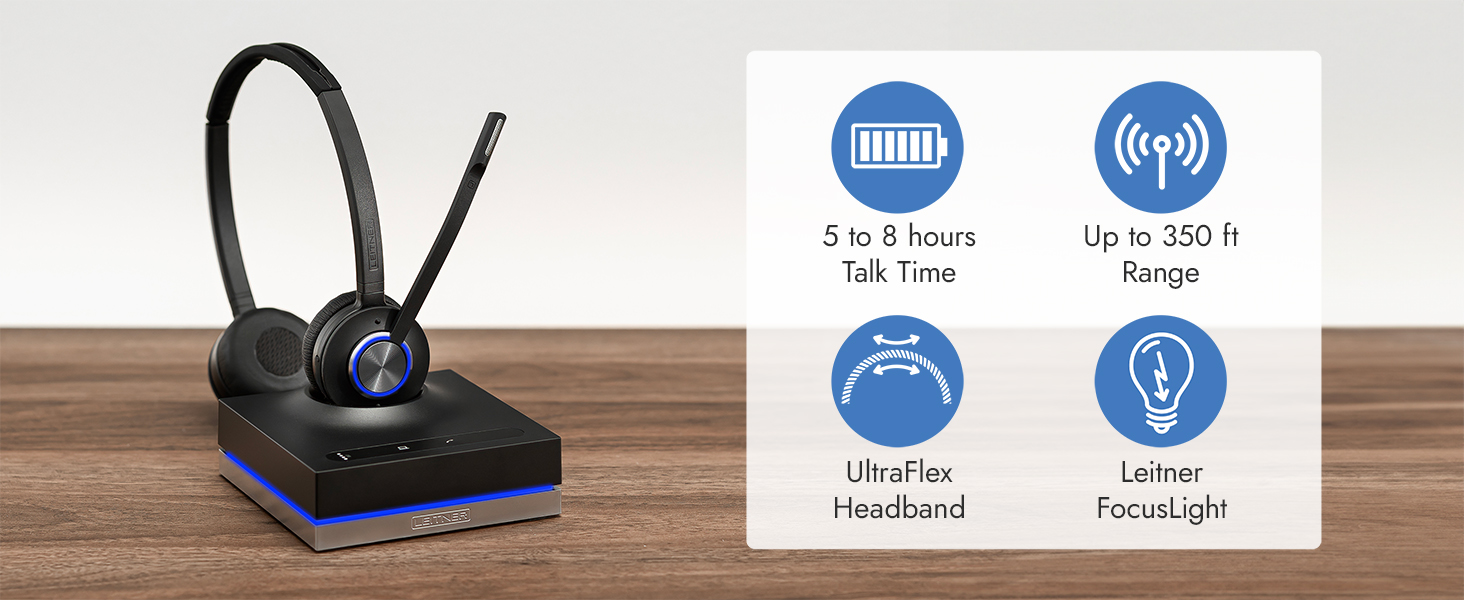 Phone headsets for office phone give up to 8-hours of battery life making it a great office headset 