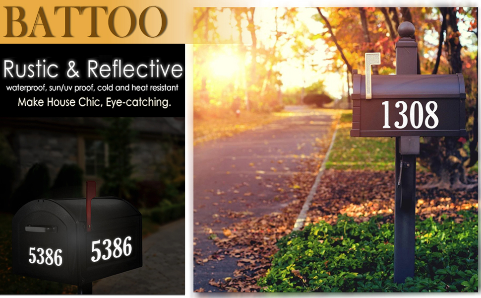 Reflective White 4" Mailbox Numbers Sticker Decal Die Cut