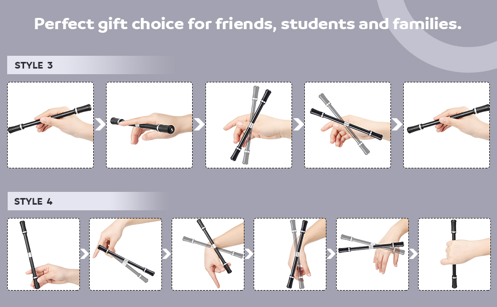 2 Pieces Finger Spinning Pen, Rolling Pen Game Stunt Pen with Tutorial