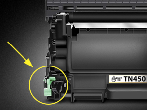 Put printer cartridge hl2240 into the drum unit. The green lock lever should then lift automatically