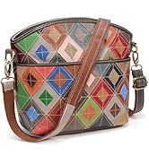 YALUXE Multicolored Shoulder Bags for Women Genuine Leather Colorful Patchwork Handbag Purse Cros...