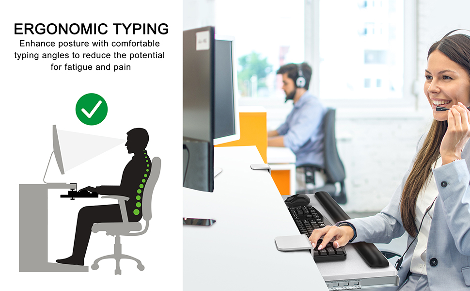 AboveTEK Large Keyboard Tray Under Desk with Wrist Rest, 26.7"×11