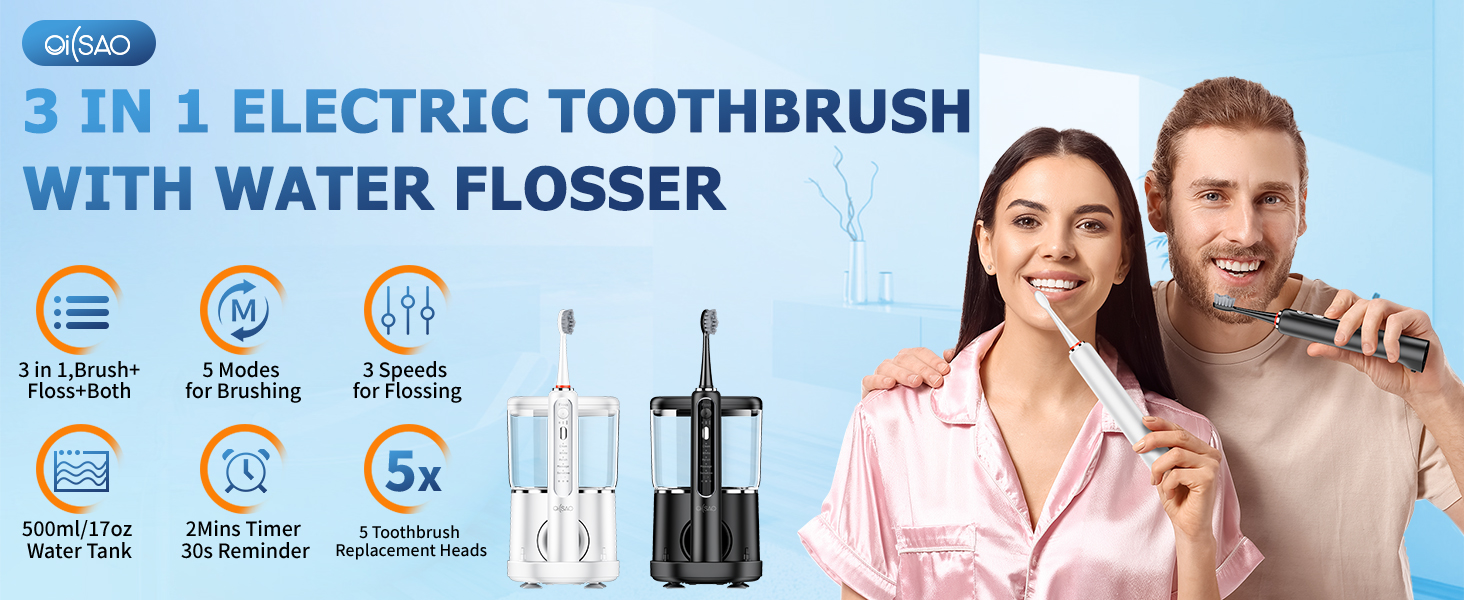 electric toothbrush with water flosser
