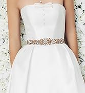 Yanstar Bridal Belt Hand Rhinestone Wedding Belt Clear Crystal 22In Length with White Organza Rib...