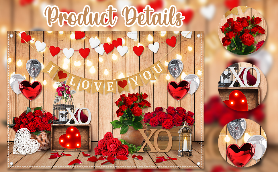 Swepuck 7x5ft Fabric Valentine's Day Polyester Photography