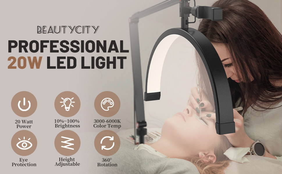 Beautycity Professional LED Lash Light for Eyelash Extensions, Clip on