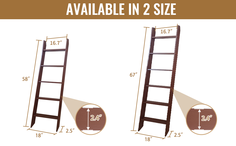 HYBDAMAI Blanket Ladder, 6Tier Wooden Quilt Stand