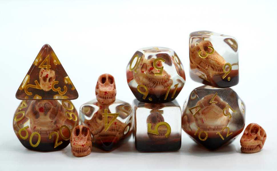 7Die DND Dice, Polyhedral Resin Dice Set Filled with