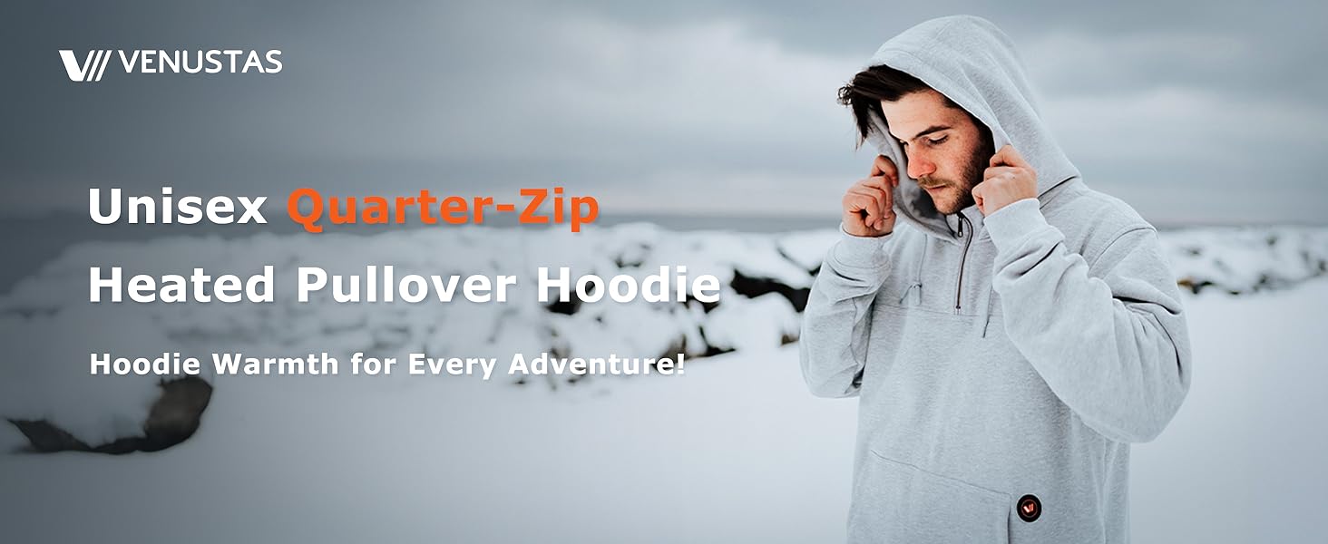 Unisex Quarter-Zip Heated Pullover Hoodie
