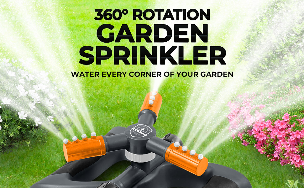 Joeys Sprinkler for Yard, Rotating Garden Sprinkler for Large Area Coverage, Lawn