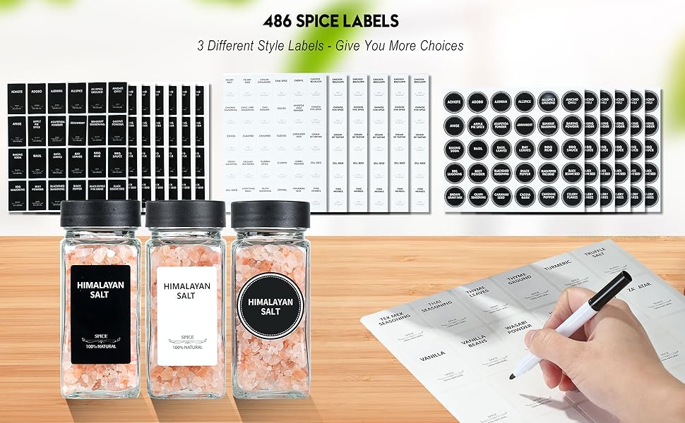 JARXSUN 36 Glass Spice Jars with Label4oz Spice