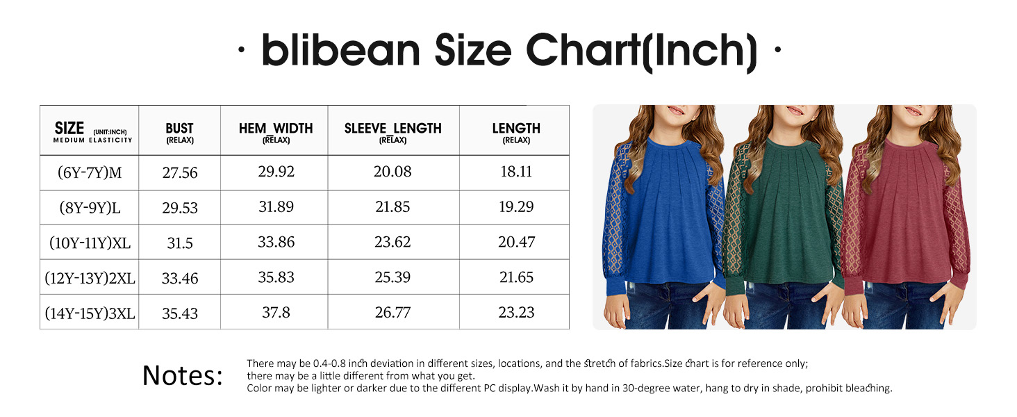 blibean big girl tween kid fall shirt tops blouse size 6 7 8 9 10 11 12 13 14 15 year