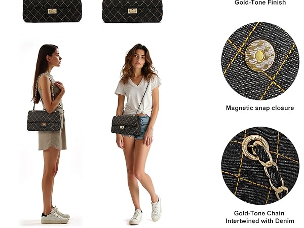 Amazon.com: M-ioi-M Quilted Denim Crossbody Bags for Women