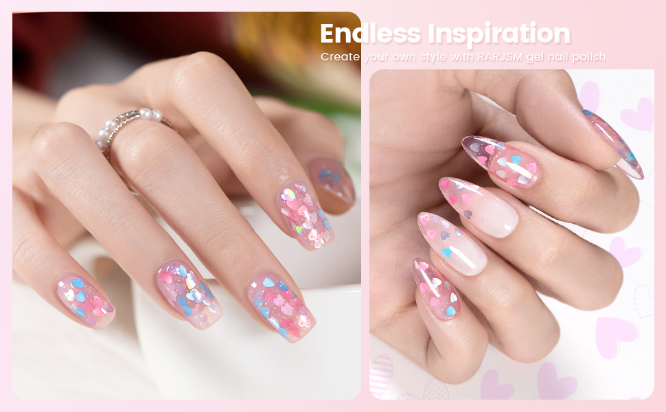 heart shape glitter gel nail polish gel polish rainbow glitter 