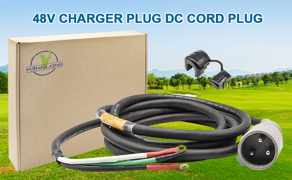 48V Charger Plug DC Cord Plug, Fits 1995+ Club Car DS Precedent Golf
