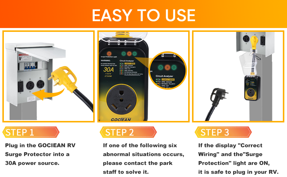 Gociean RV Surge Protector 30 Amp, Upgraded 8400 Joules