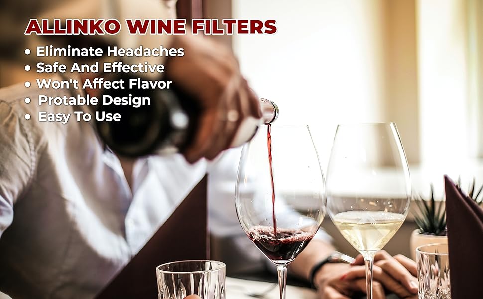 Allinko Wine Filters (72 Pack), Remove Sulfite Tannin and
