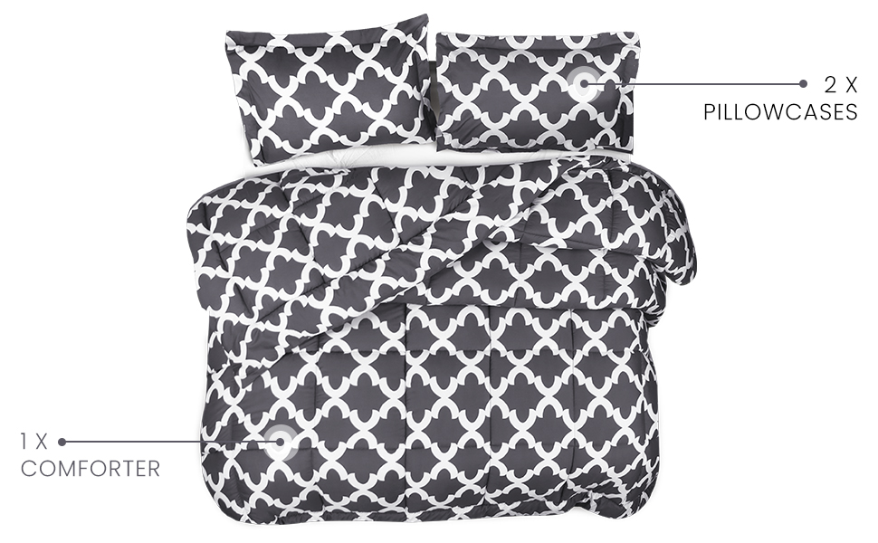 Utopia Bedding King Comforter Set (Grey) with 2 Pillow Shams Bedding