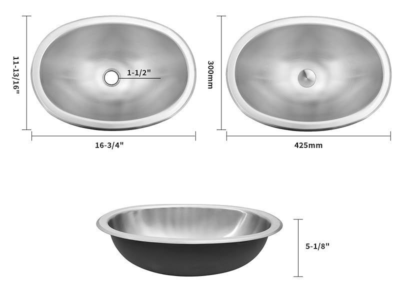 AQUOS - Westin LQS Stainless Steel RV Bathroom Sink, 16.73